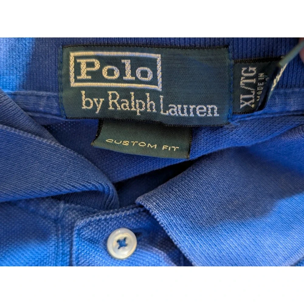 Polo Ralph Lauren Mens XL Custom Fit Long Sleeve Big Pony USA‎ Flag Polo READ